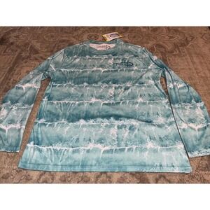 New Reel lLife Sun Ray Defender Series Men's Long Sleeve Turq Blue Size Medium